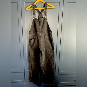 Black wide leg denim overalls!